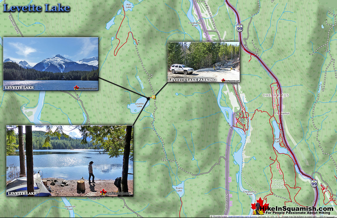 Levette Lake Hike in Squamish Map