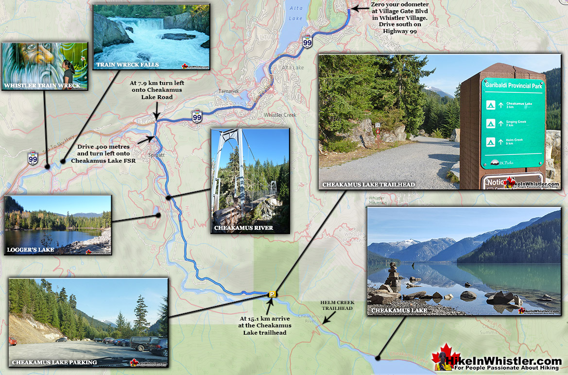 Cheakamus Lake Trailhead Map to Helm Creek