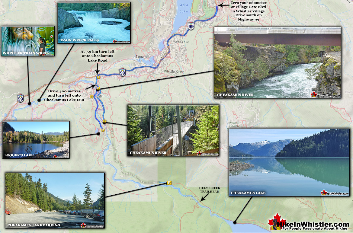 Cheakamus River Directions Map