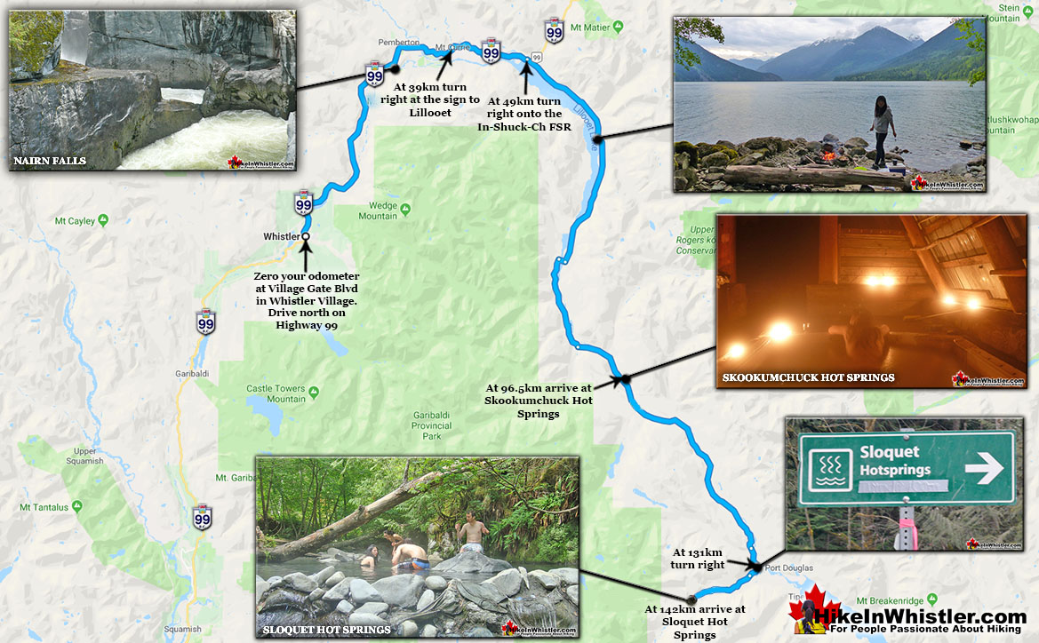 Skookumchuck and Sloquet Hot Springs Directions