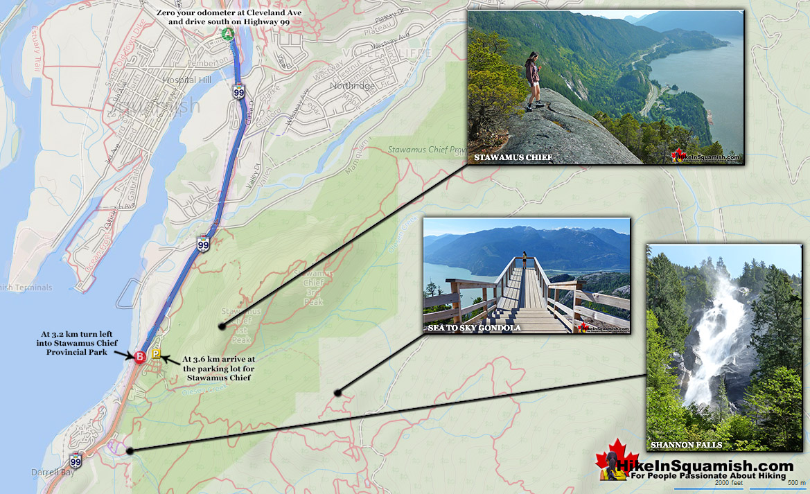 Driving Map to Stawamus Chief