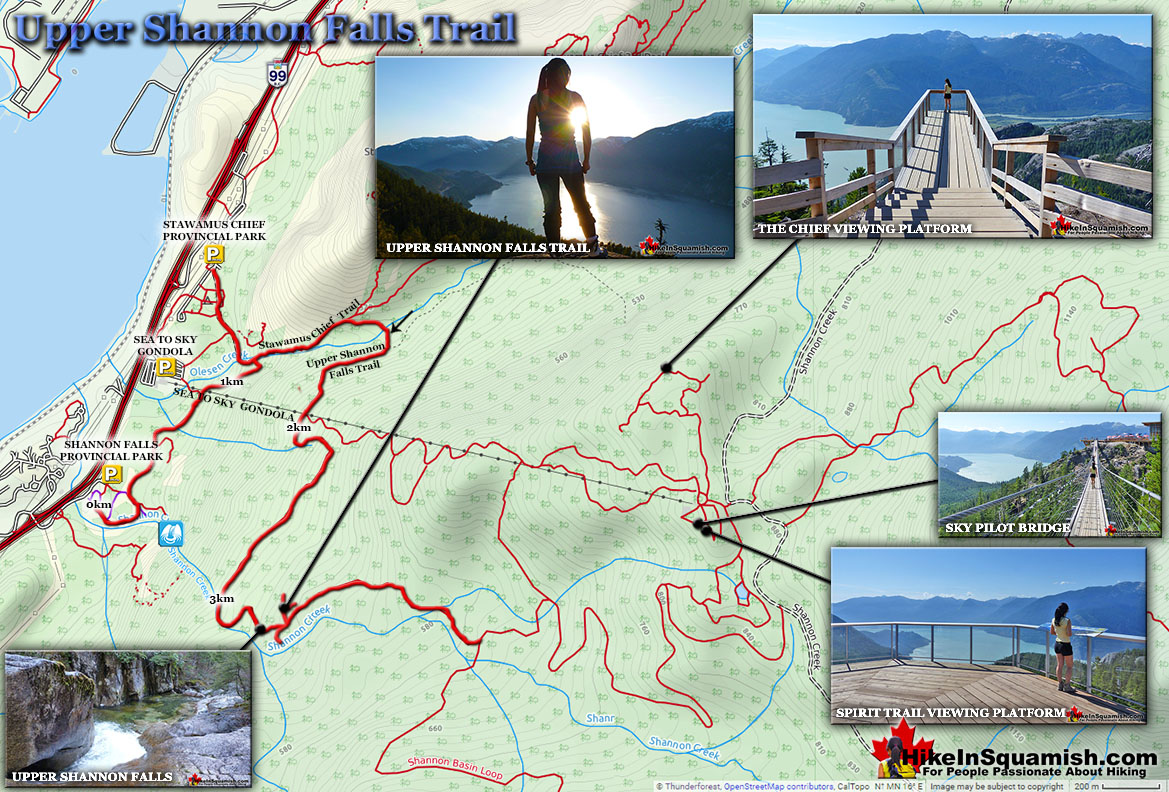 Upper Shannon Falls Trail Map